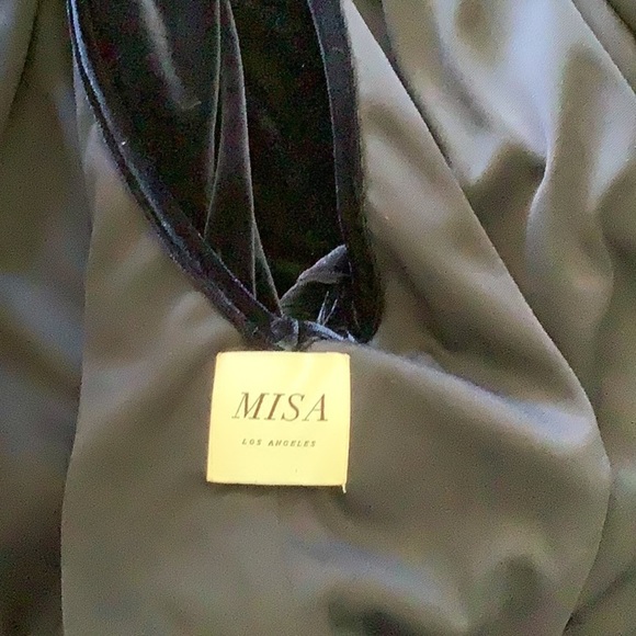 Misa Blue Velvet Wrap Dress Maxi Length Rope Belt - Picture 10 of 10